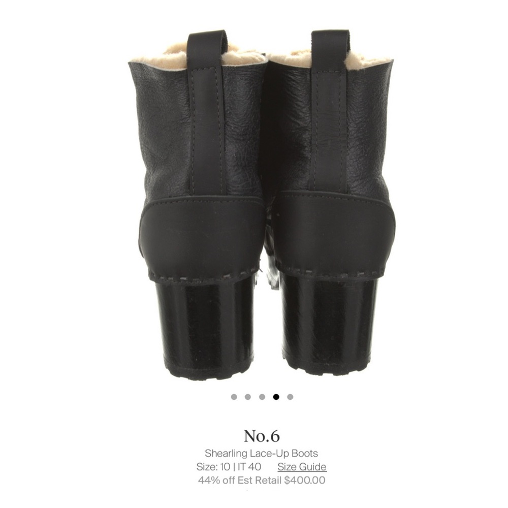 No. 6 shearling black heeled boot